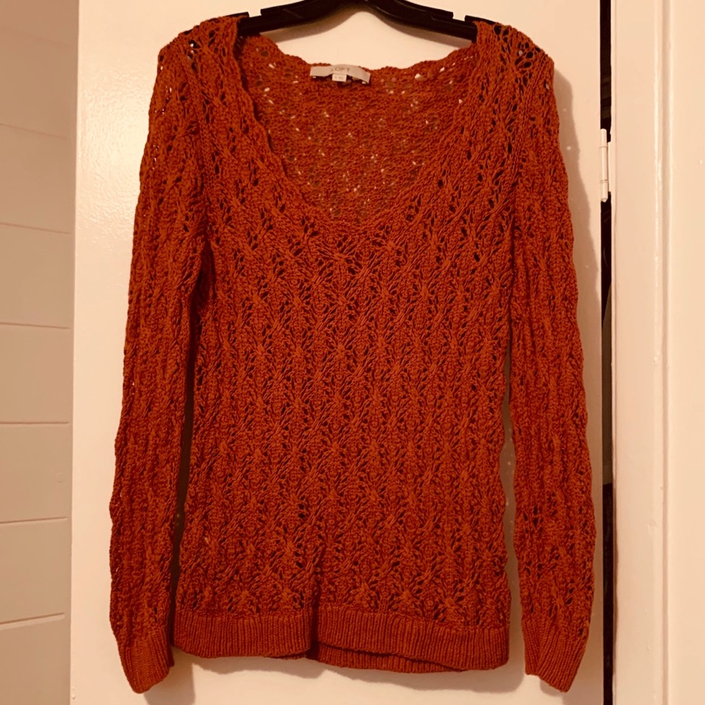 Ann Taylor Loft mauve knit woven sweater - Size M